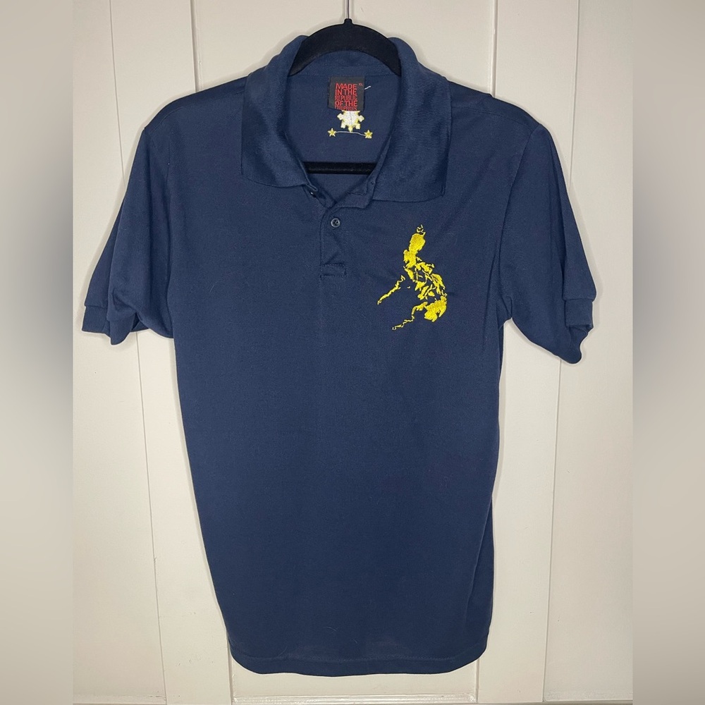 Philippines Embroidered Navy Polo Shirt Size XL fits like L Preloved
